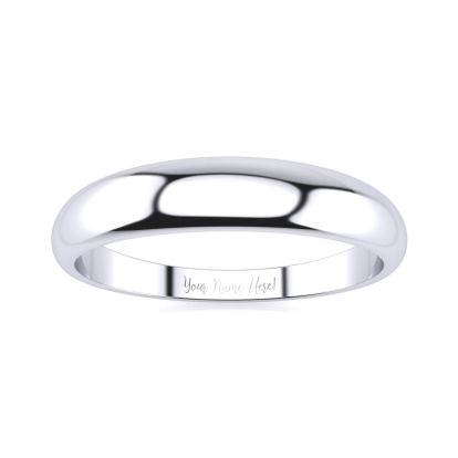 14K White Gold 4MM Heavy Tapered Ladies and Mens Wedding Band, Size 9.5